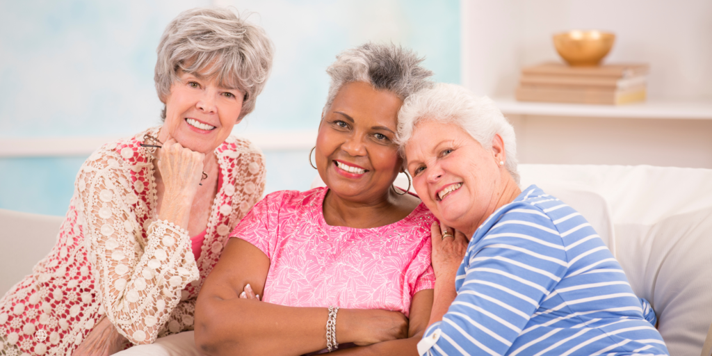 Three Old Women Being Happy in an Assisted Living Facility