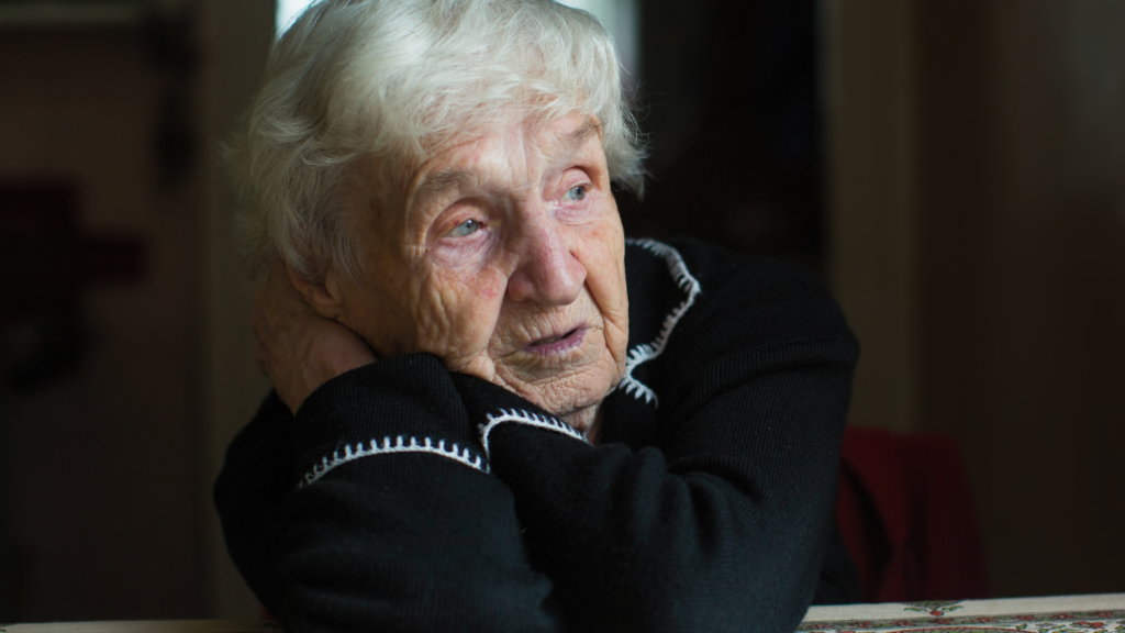 an elderly woman who is feeling lonely and isolated